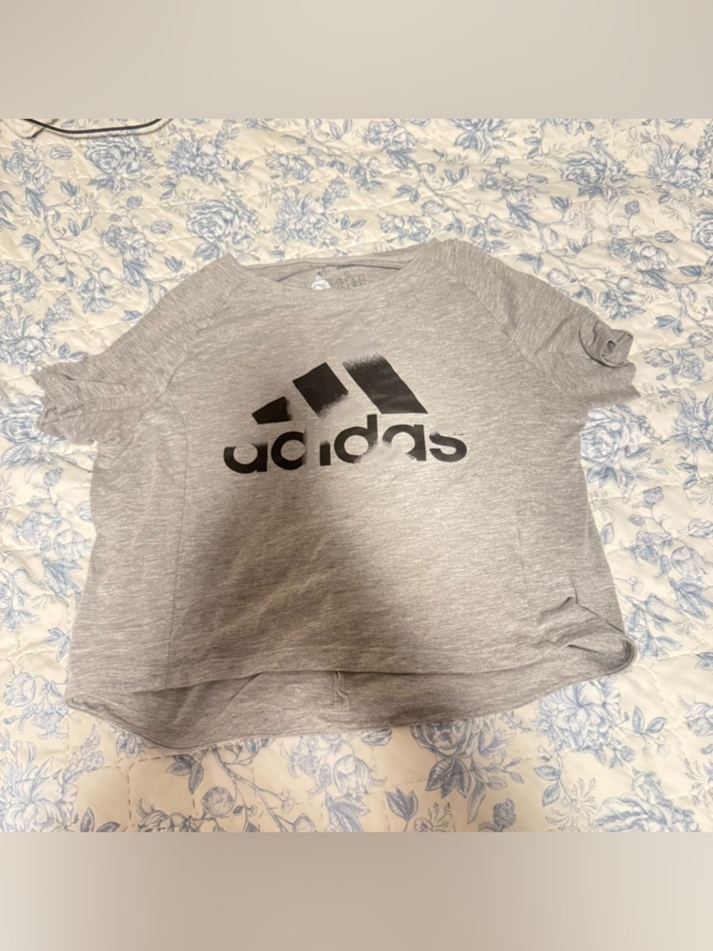 adidas Gray Crewneck Tee with Subtle Logo Print